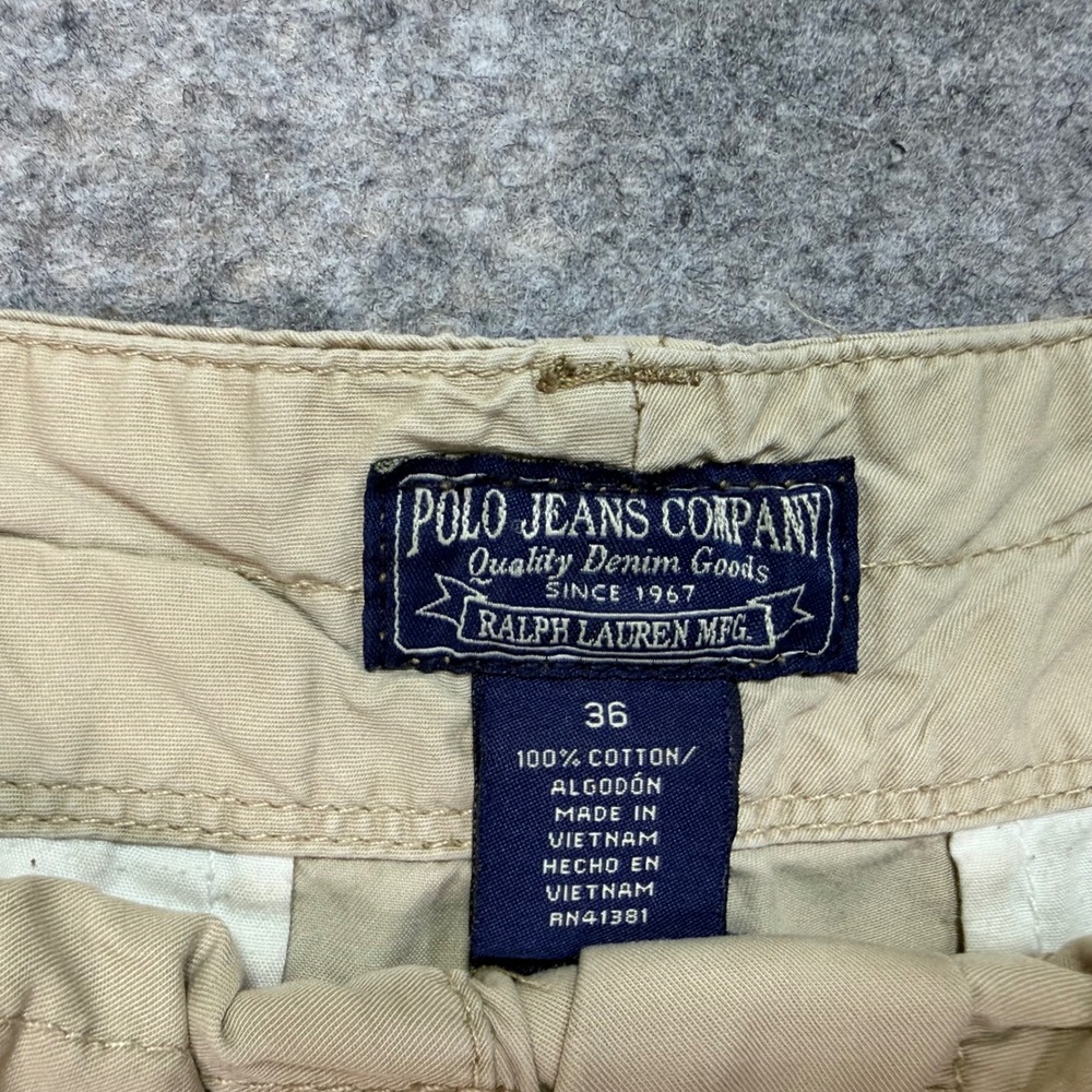 Polo Jeans Company Ralph Lauren Beige Cotton Cargo Shorts Men's Size 36 Y2K - Picture 3 of 7